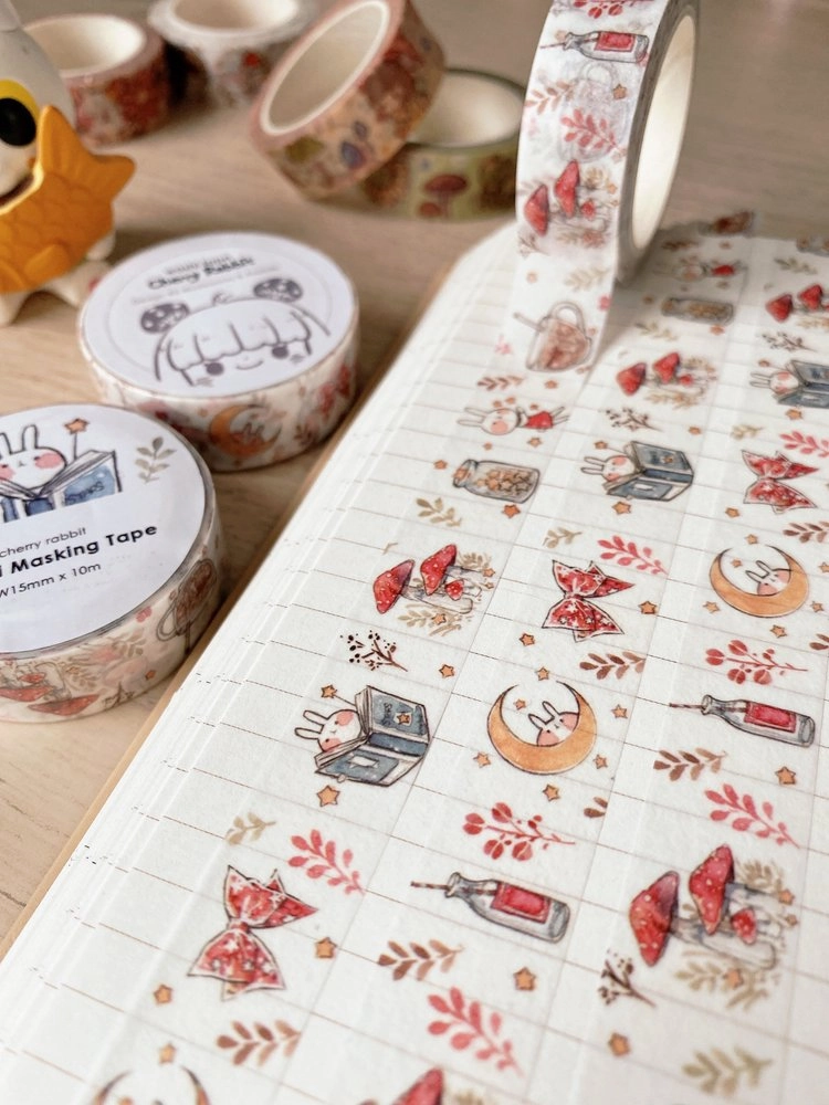 Mushrooms & Rabbit Washi Tape biodegradable