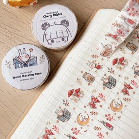 new short Mushrooms & Rabbit Washi Tape