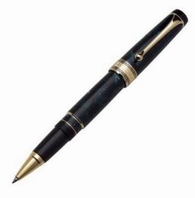 round single Aurora Optima Auroloide Gold Emerald Green Rollerball Pen