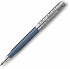 Parker Sonnet Premium Metal & Blue Ballpoint Pen expandable tiny