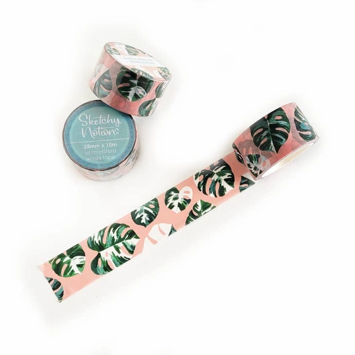 Pink Monstera Washi Tape top