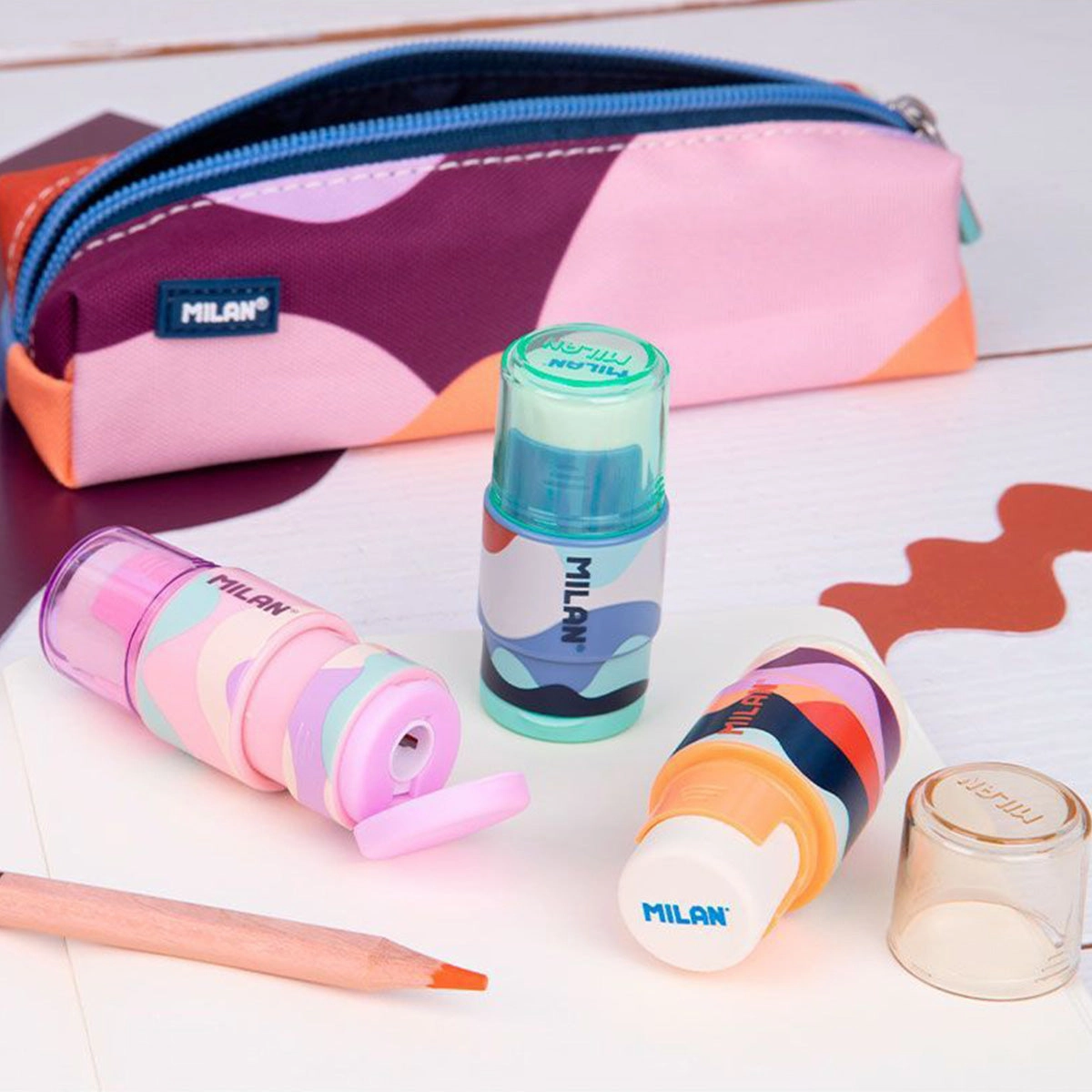 earthy solid Milan Eraser & Sharpener // Orange