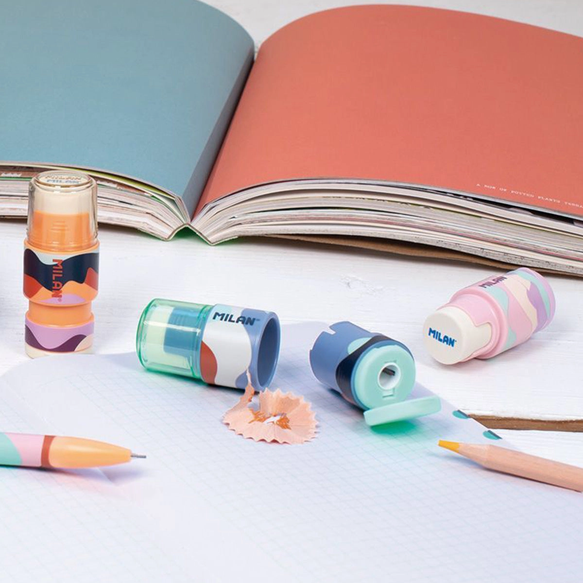 sealed recycled Milan Eraser & Sharpener // Orange
