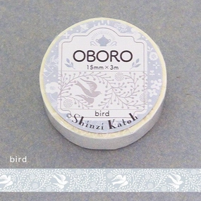 Oboro Bird White Washi Tape earthy
