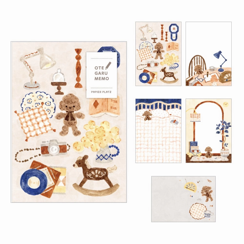 Nakauchi Waka Otegaru Memo Pad - Dogs And Interior lightweight