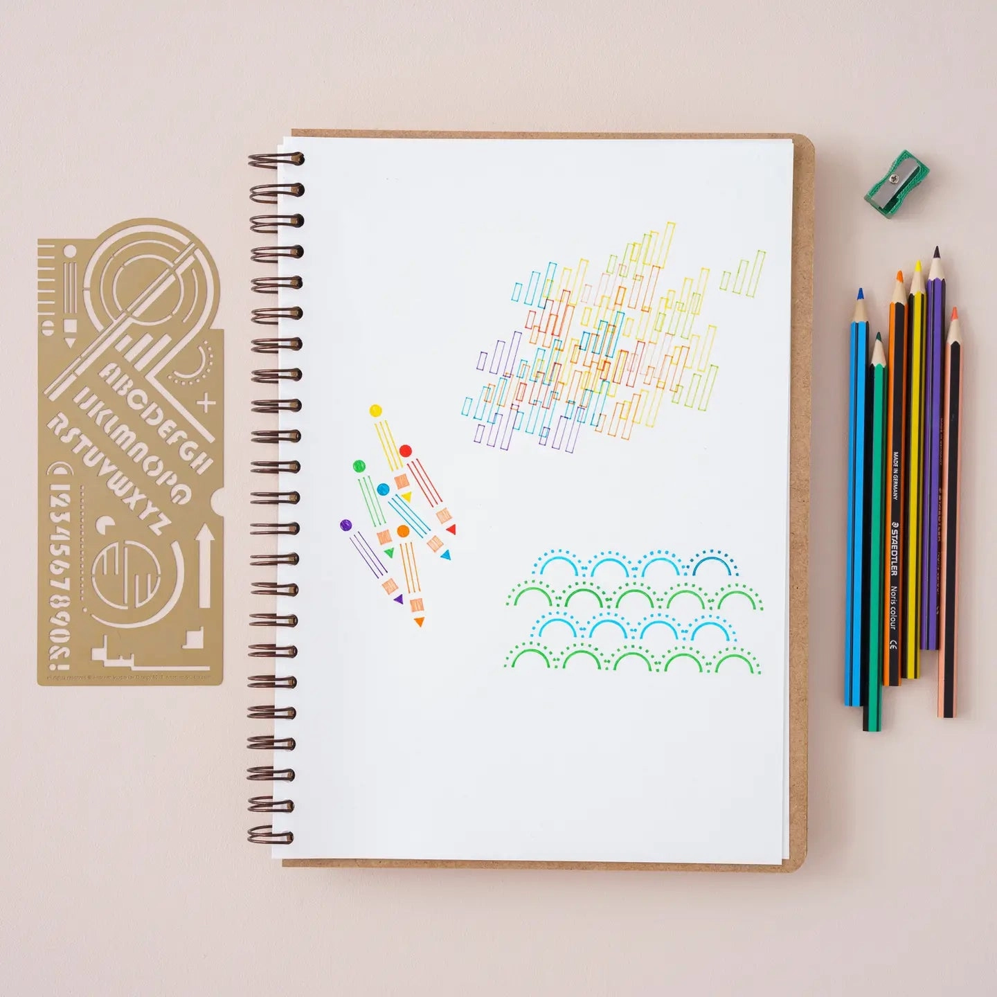 organic versatile Bauhaus Themed Design & Craft Drawing Stencil