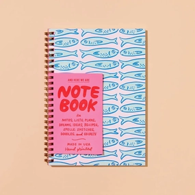 Sardines Spiral Bound Letterpress Notebook pastel flat