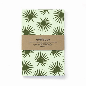Tropical Palm Leaf 5.5" X 8.5" Blank Pages Sketchbook linen