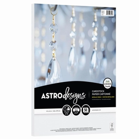 Neenah Astrodesigns 65Lb Metallic Cardstock 8.5"X11" 50/Pkg - Metallic White Gold shiny