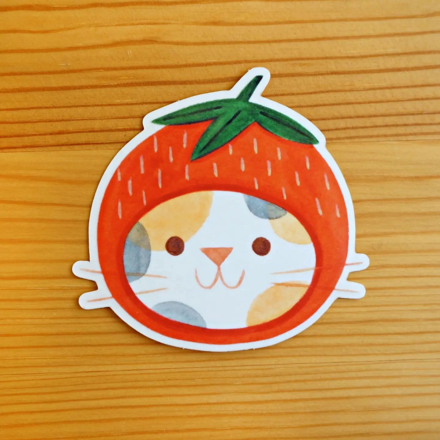 Nellie Le Strawberry Hat Cat Vinyl Sticker limited