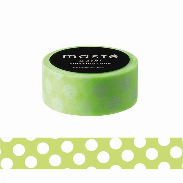 glossy shockproof Neon Light Green Dot Washi Tape Maste