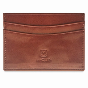 modern M-Clip Brown Horizontal Leather Rfid Case