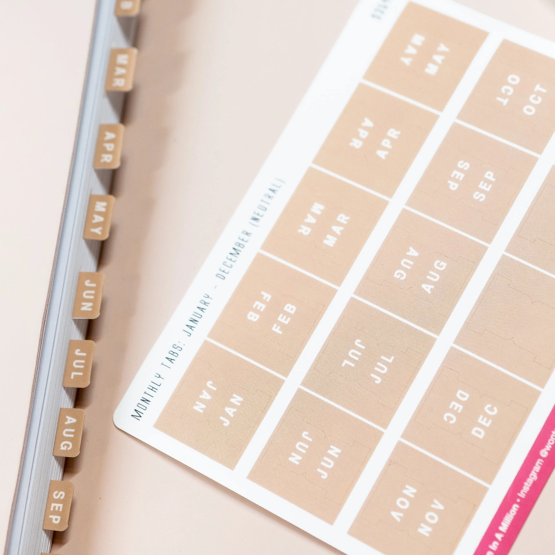 Neutral Monthly Tab Stickers flexible essential