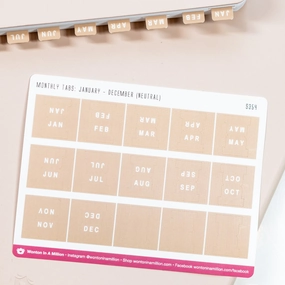 Neutral Monthly Tab Stickers wrapped muted
