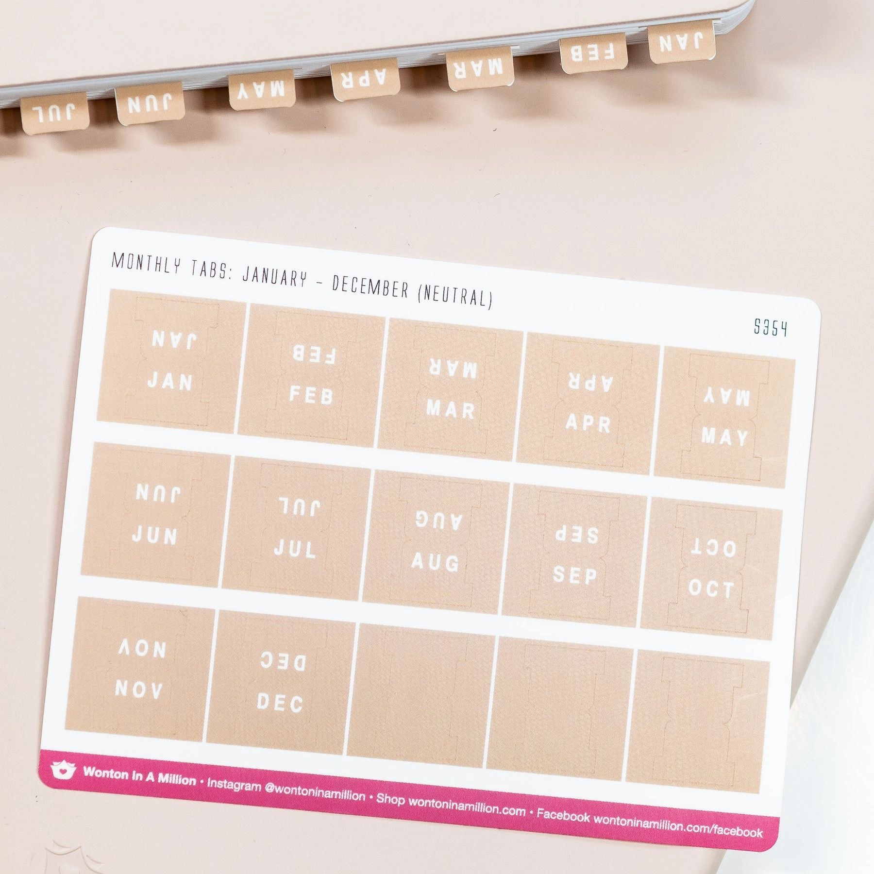 Neutral Monthly Tab Stickers wrapped muted