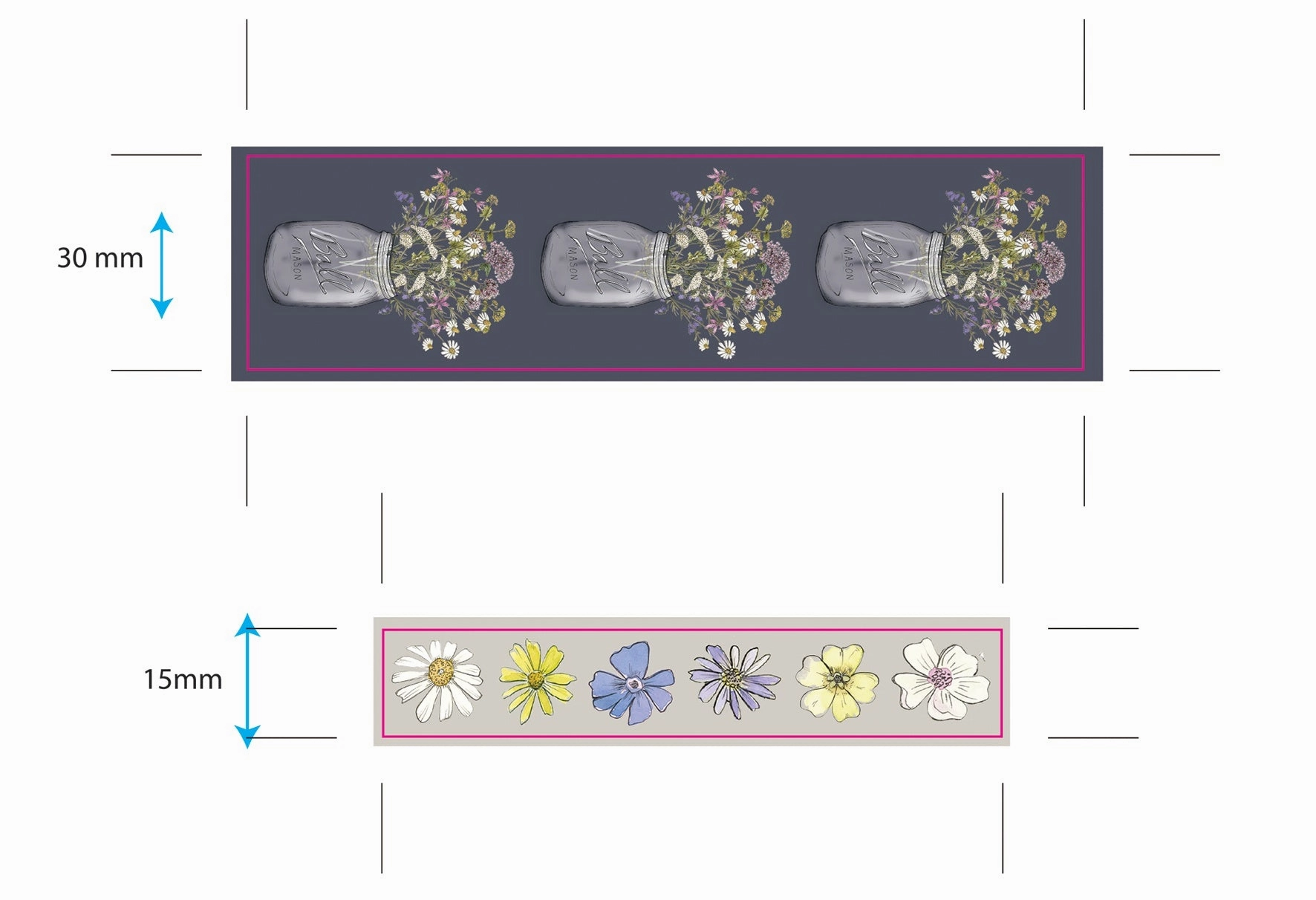 washable Wildflower Meadow Washi Tape 2/Pkg