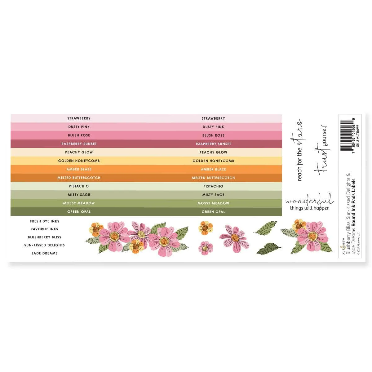 solid collapsible Round Ink Pads Label Set - Blushberry Bliss, Sun-Kissed Delights, Jade Dreams