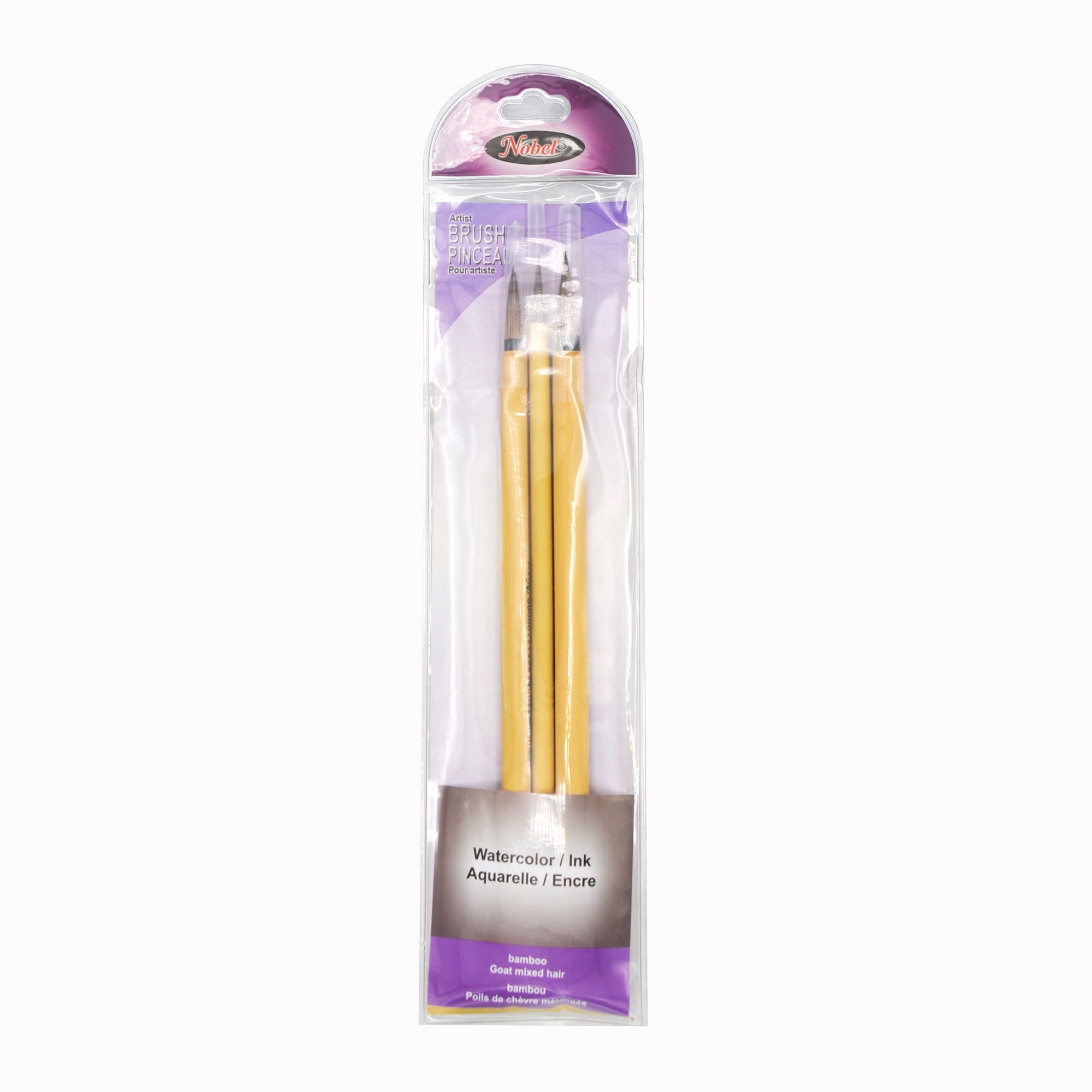 Bamboo And Golden Goat Hair Brushes, Set Of 3 loose