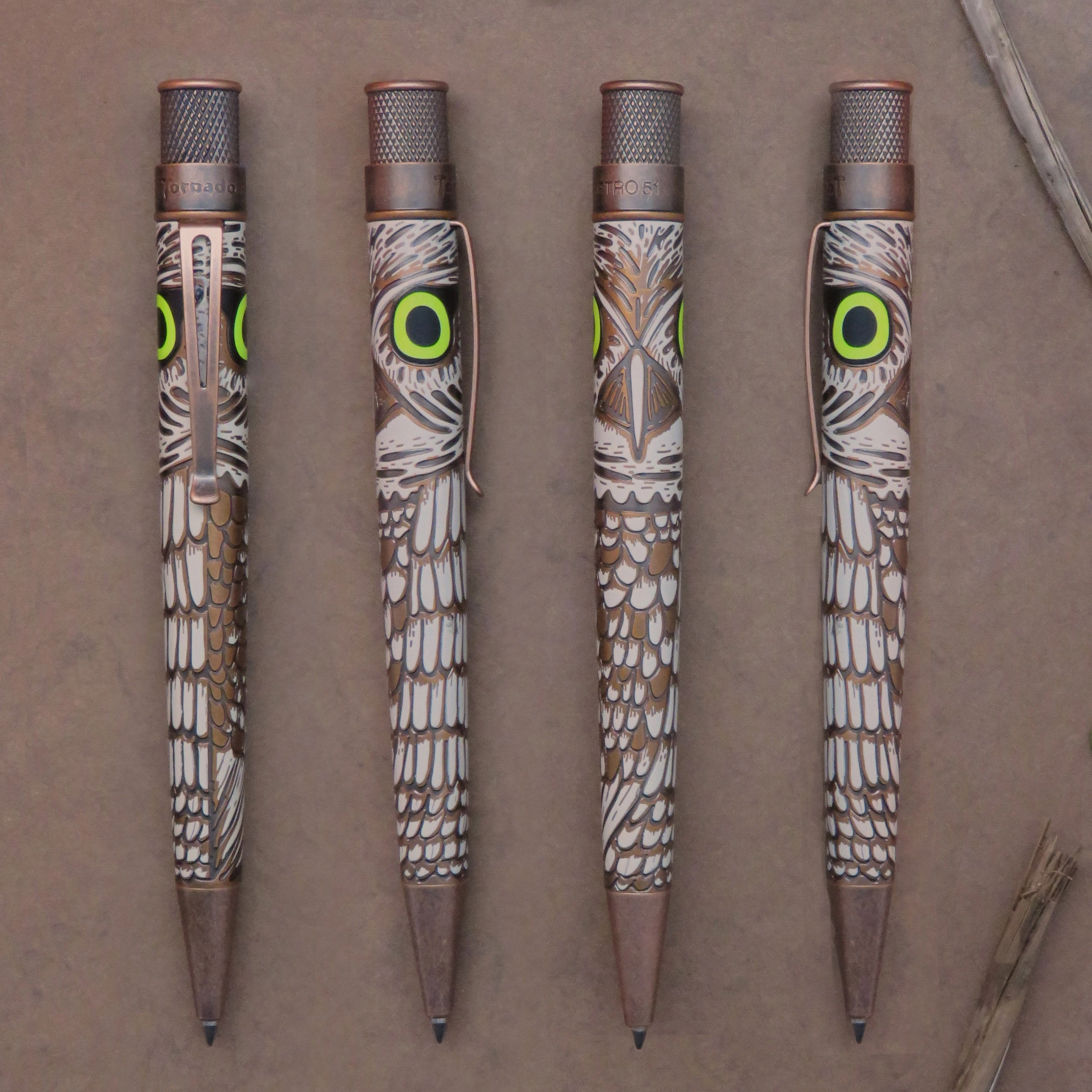 Retro 1951 Tornado Owl Rescue Rollerball Pen sleek loose