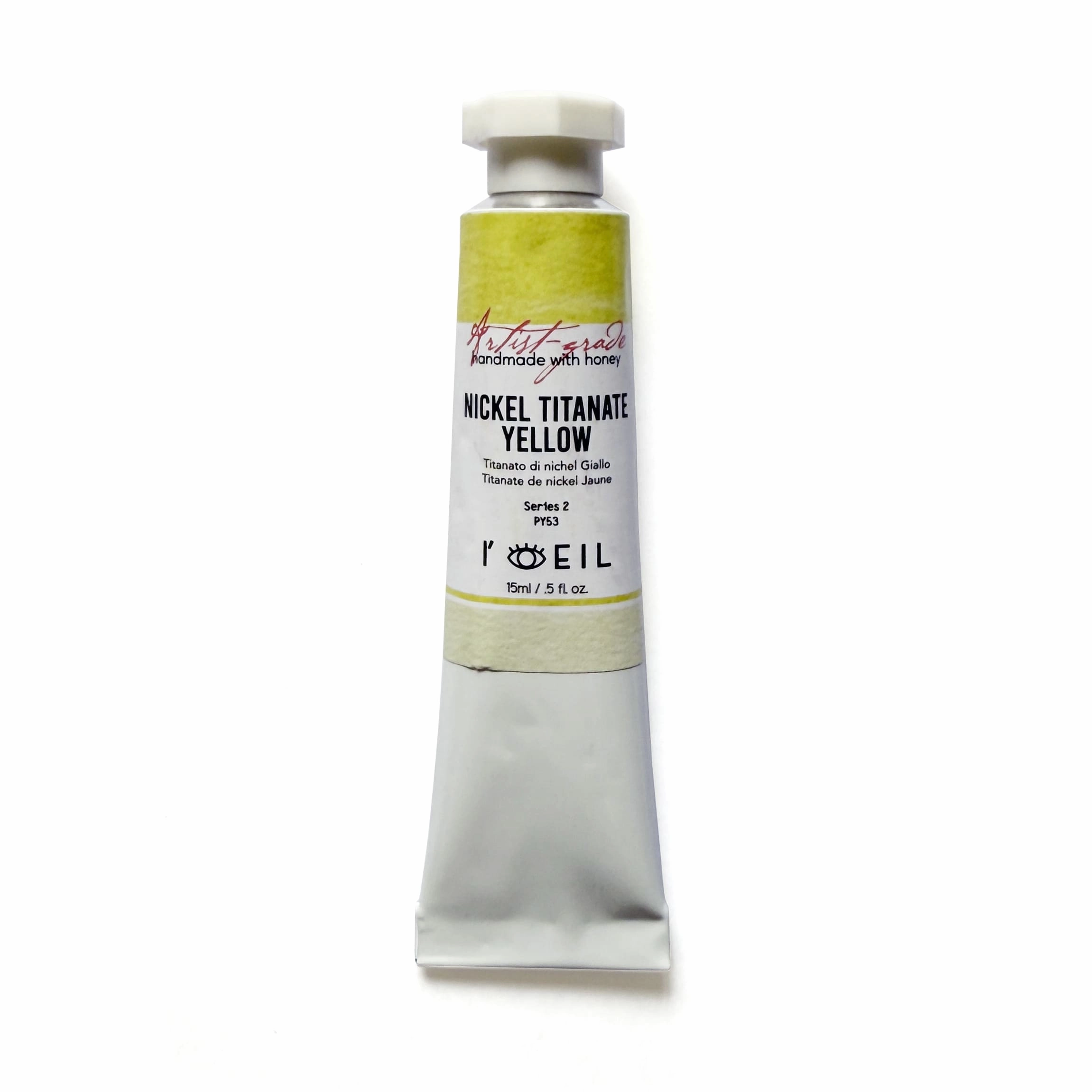 Nicker Titanate Yellow Py53 - Artist Grade Handmade Honey Based Watercolor Tube 15Ml superior