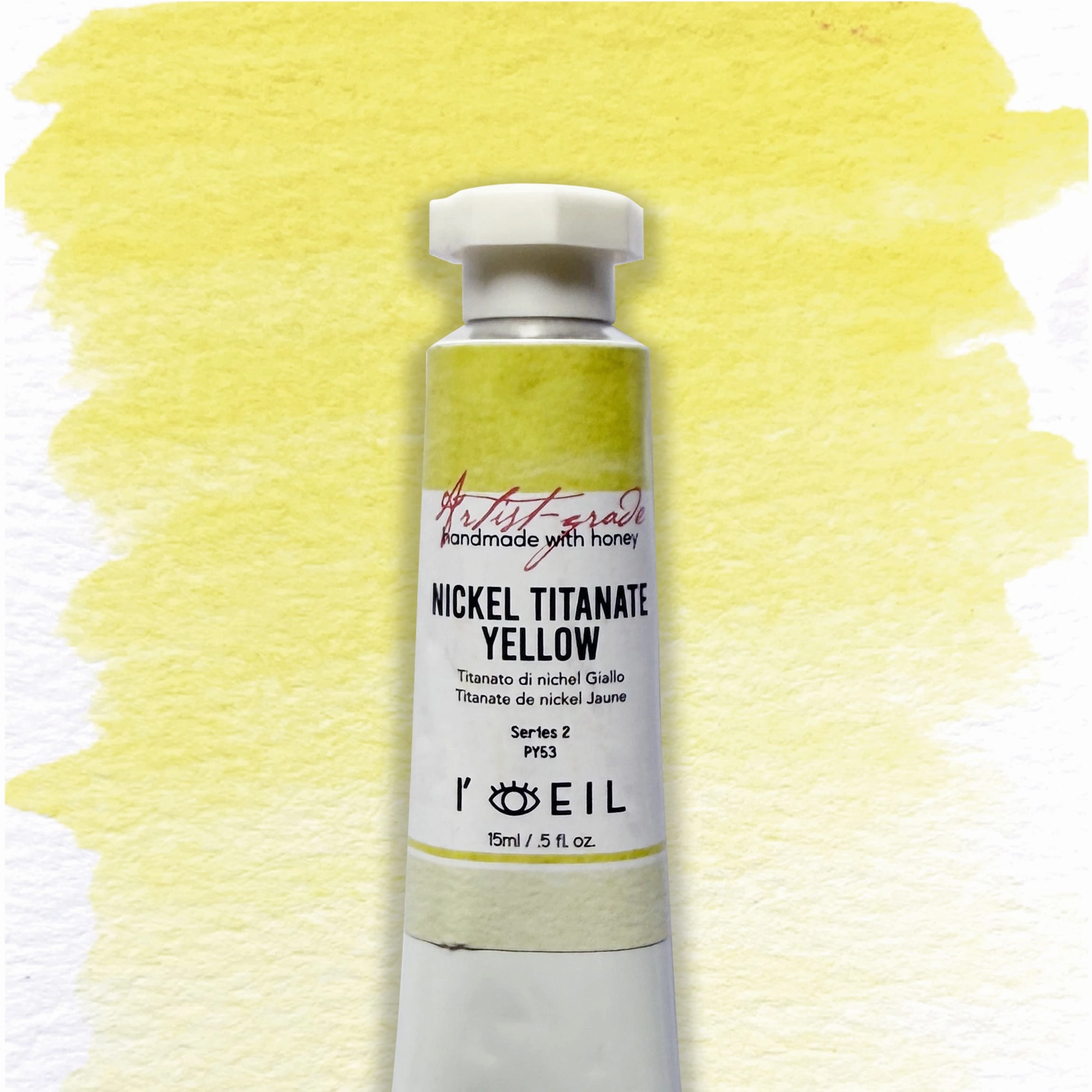 Nicker Titanate Yellow Py53 - Artist Grade Handmade Honey Based Watercolor Tube 15Ml everyday