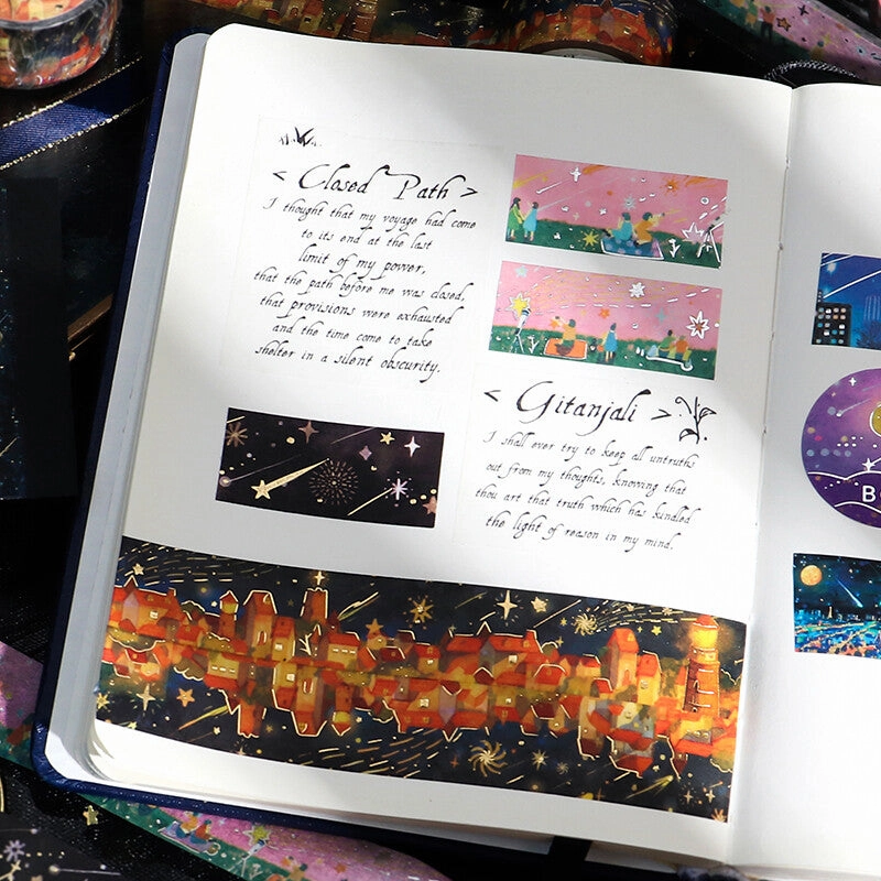 biodegradable Night Of Shooting Stars Warm Lights Washi Tape