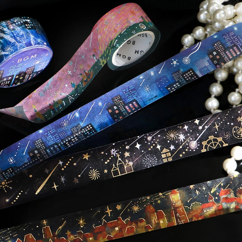 bold giant Night Of Shooting Stars Warm Lights Washi Tape