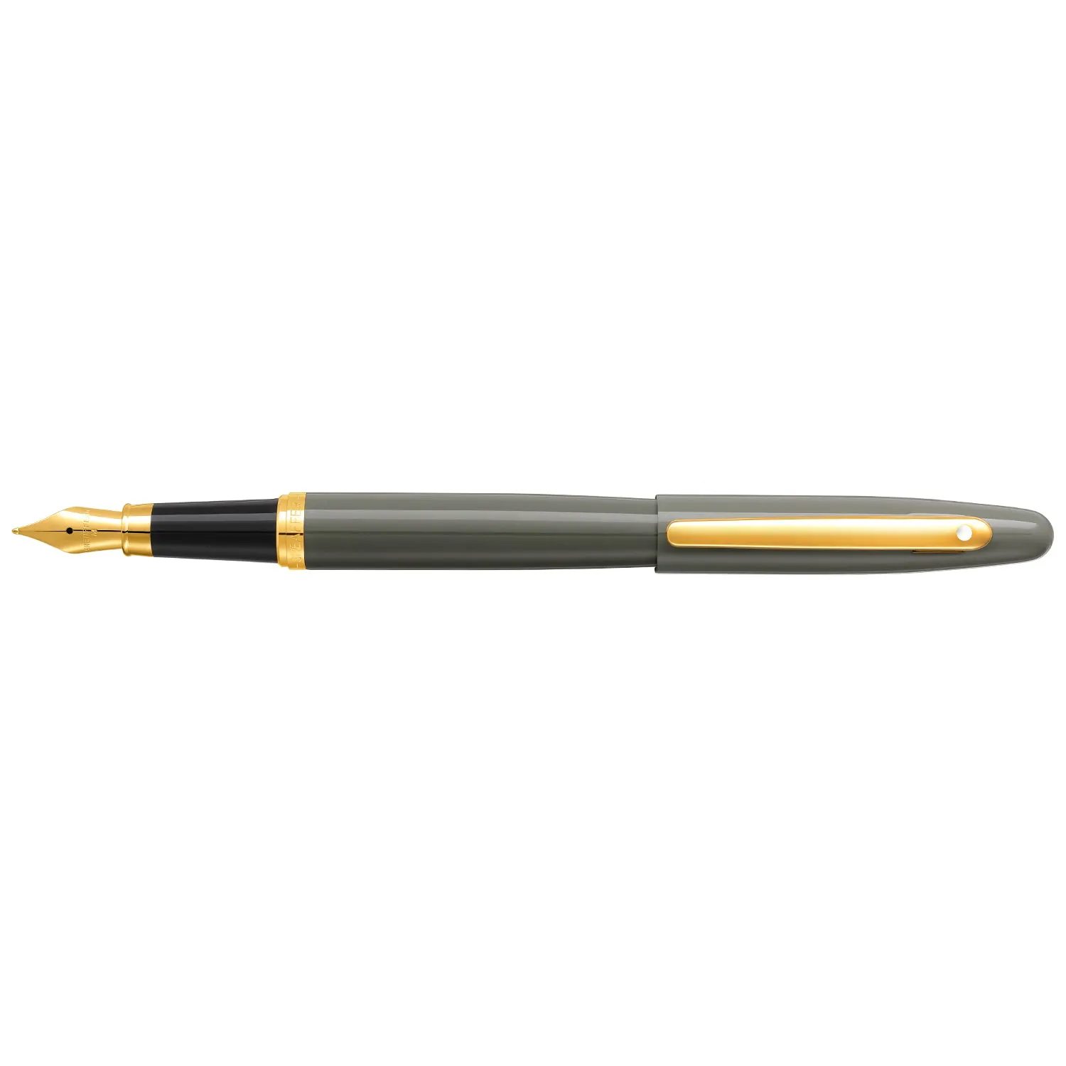 Sheaffer Vfm Light Gray And Pvd Gold Trim Fountain Pen resin narrow