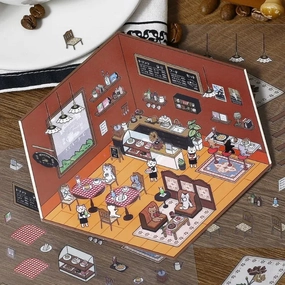 colorful Bgm Diorama 2.5D Sticker Sheets- Cafe