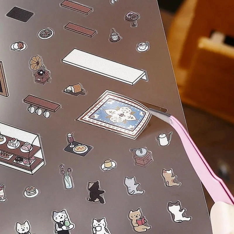 Bgm Diorama 2.5D Sticker Sheets- Cafe paper