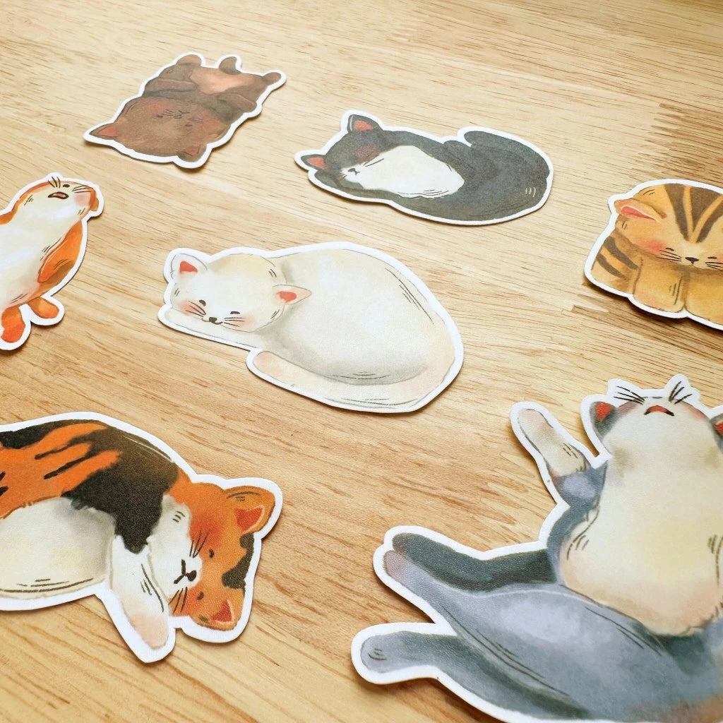 Paperaicashop Lazy Cats Sticker Pack retro