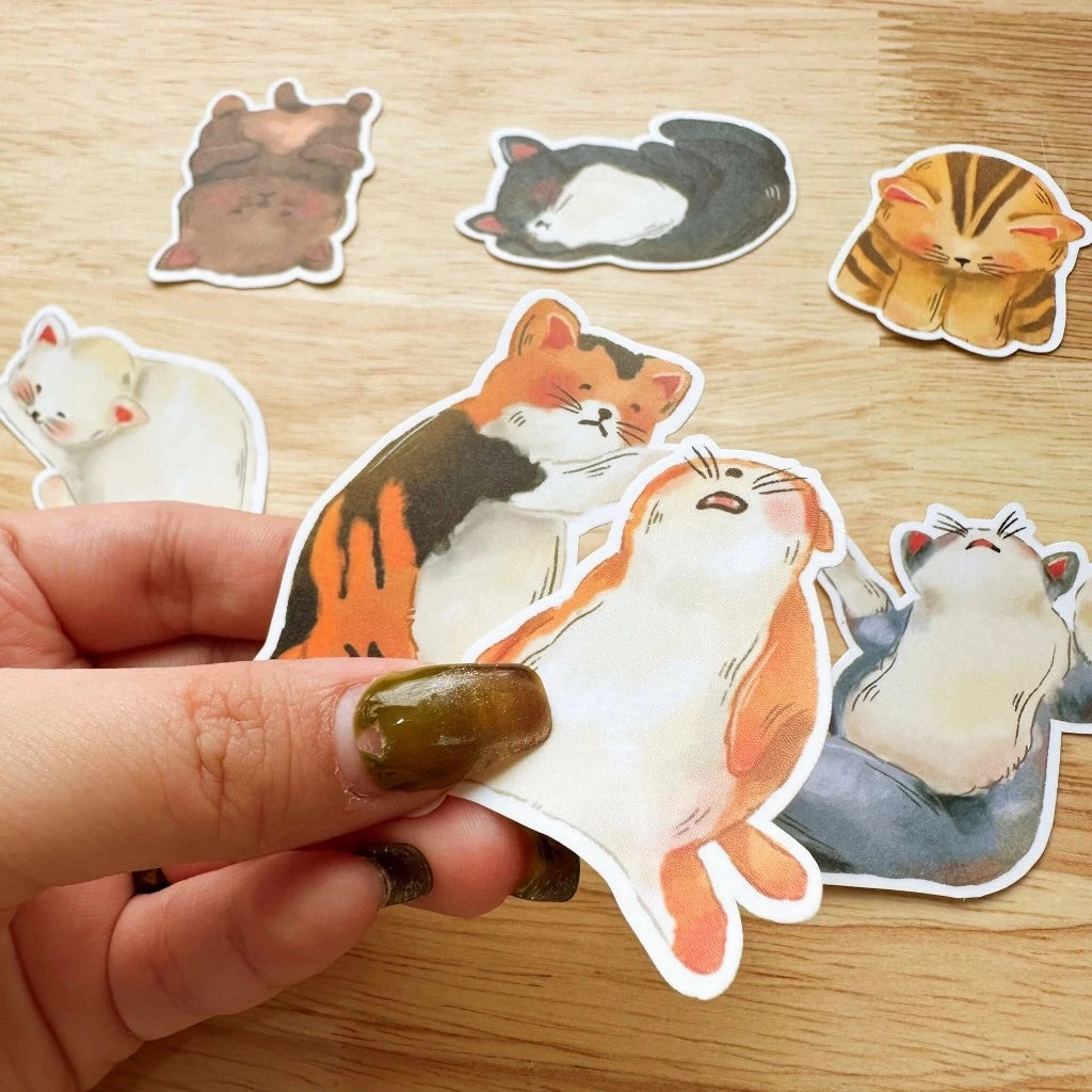 Paperaicashop Lazy Cats Sticker Pack antislip biodegradable