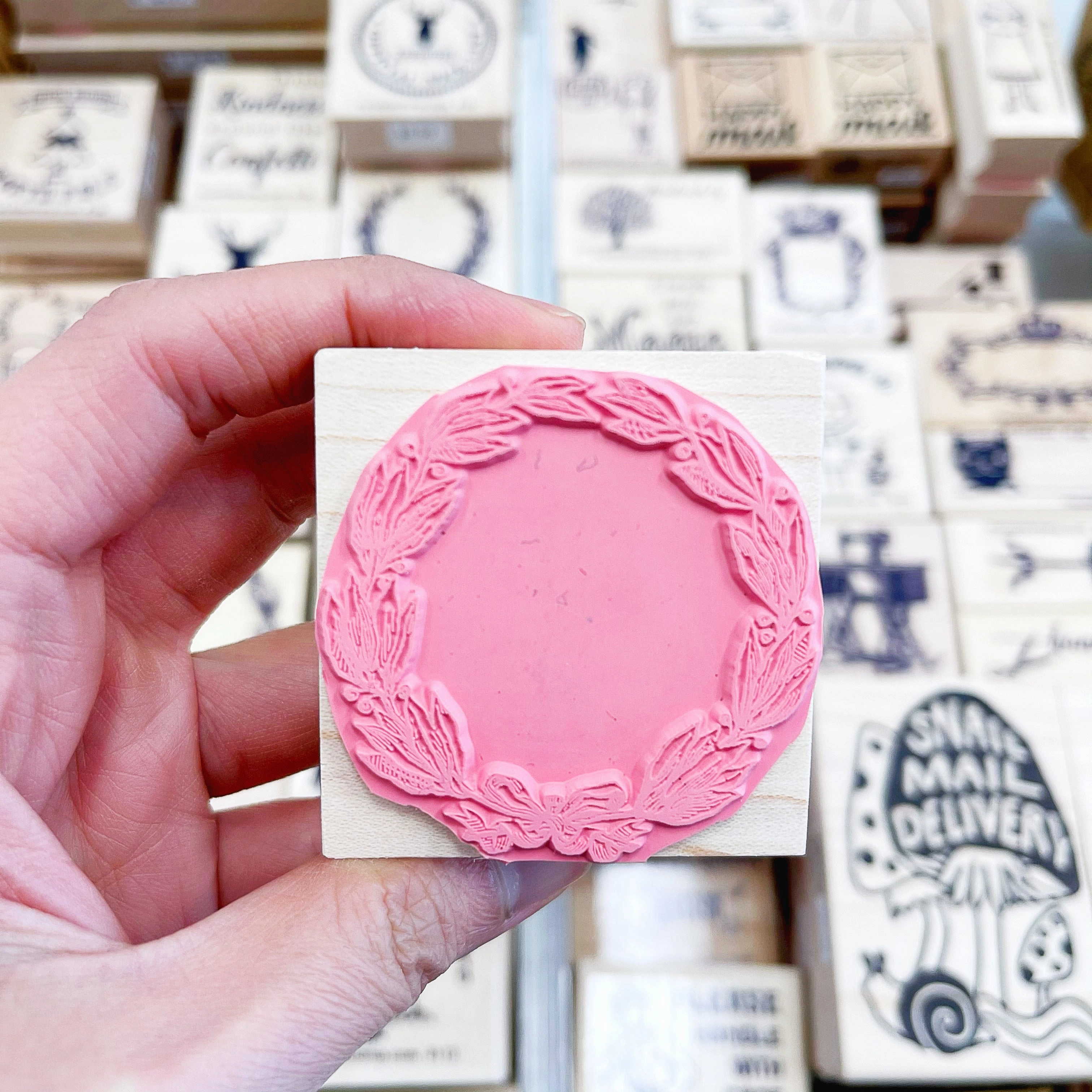 vintage modern Vintage Wreath Rubber Stamp