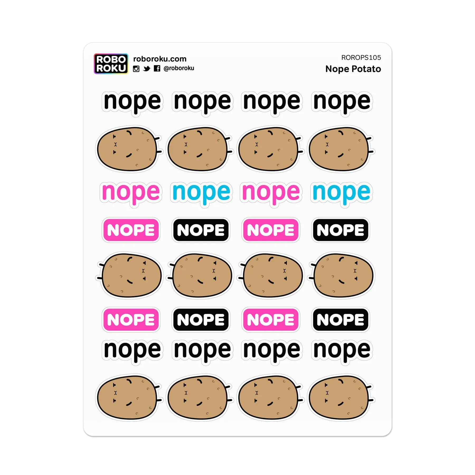 Nope Potato Planner Stickers bestselling