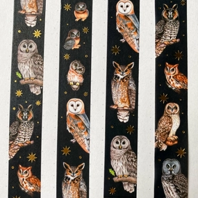 wide North American Owl Gold Foil Washi Tape