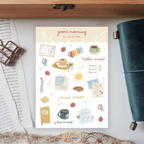 Note & Wish Good Morning Washi Paper Sticker Sheet metallic