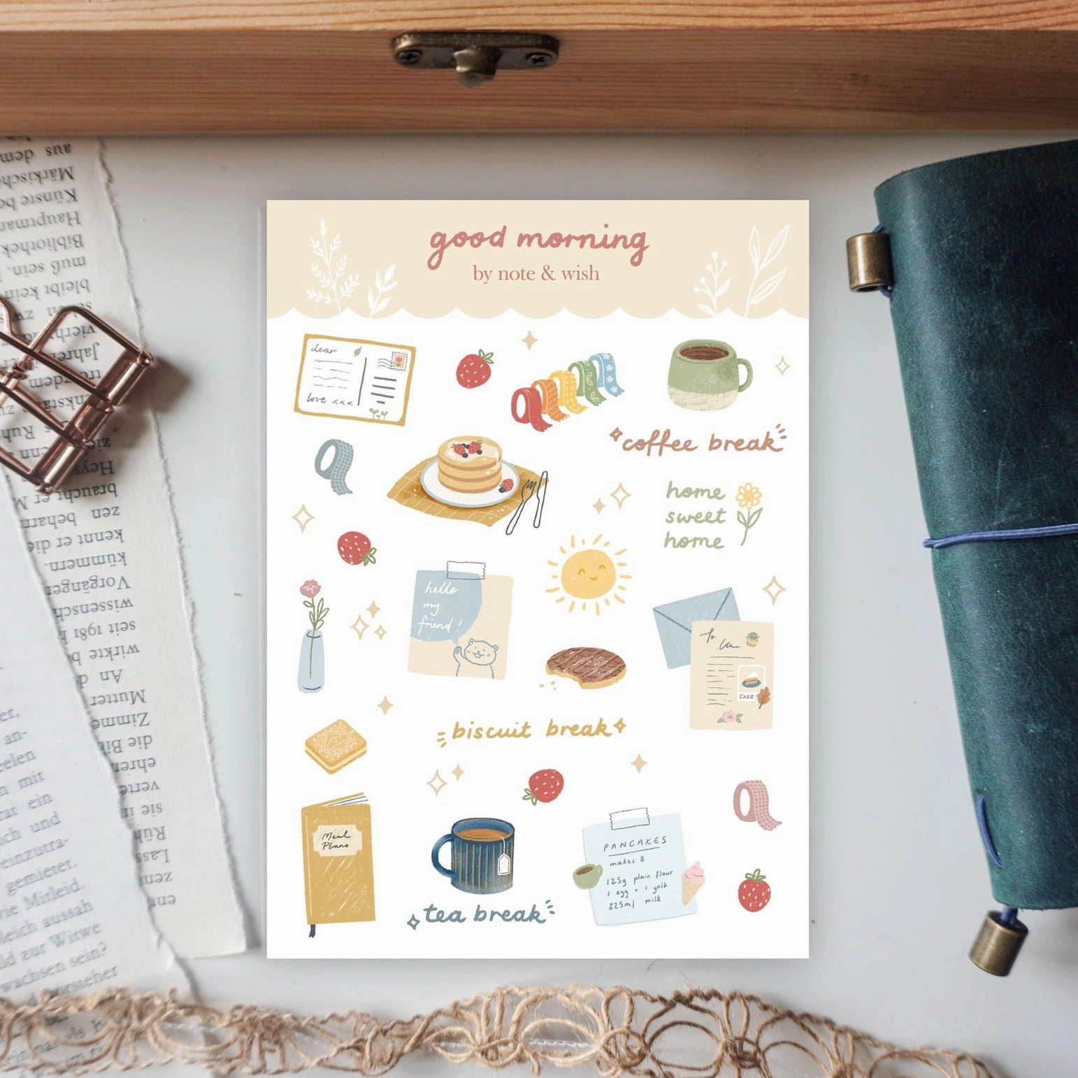 Note & Wish Good Morning Washi Paper Sticker Sheet metallic