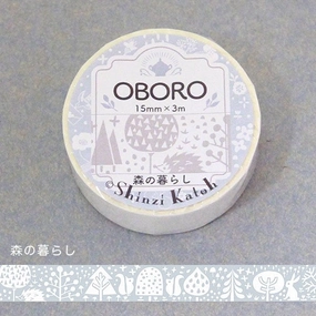 Oboro Forest White Washi Tape earthy cotton
