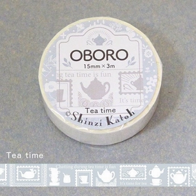 lightweight bronze Oboro Tea Time White Washi Tape