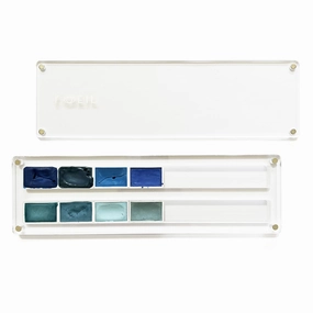 Oceanic Peace: Handmade Watercolor Paints Set Of 8 In A Clear Case, Full Pan 3.2Ml magnetic modern