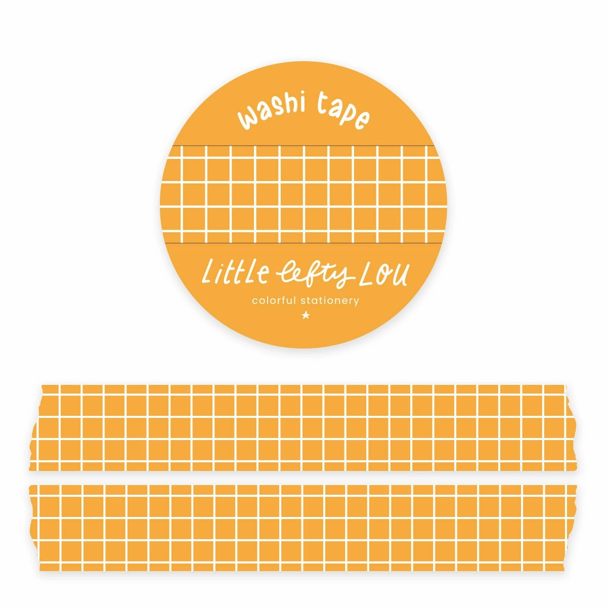 round Ochre Yellow Grid Washi Tape