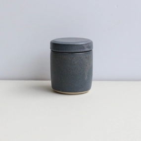 Oda Small Lidded Jar // Blue narrow neutral