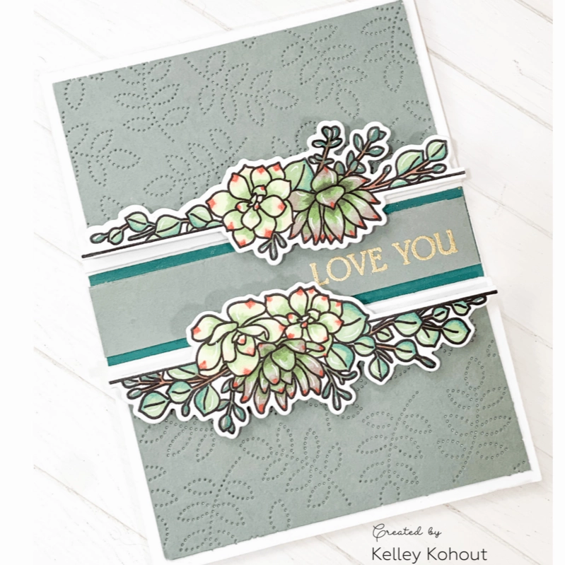 On The Line: Succulents - 5X6 Stamp Set - Retiring round loose