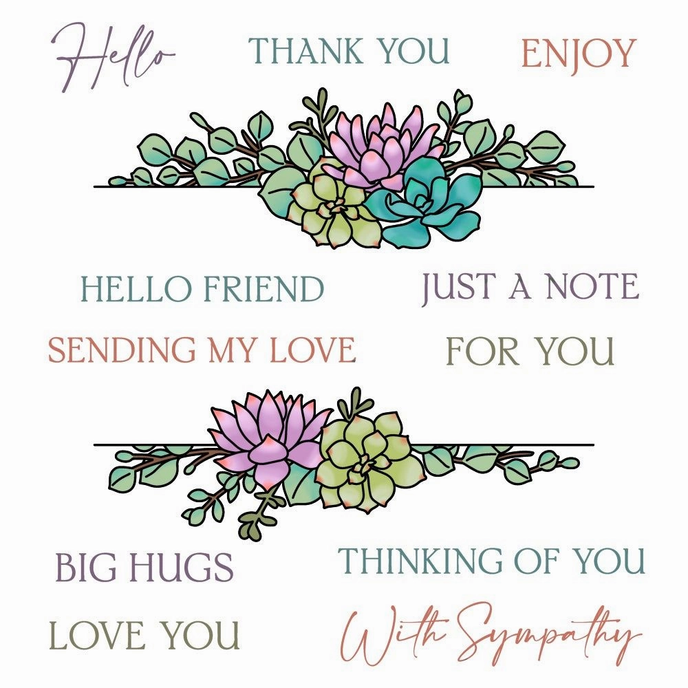 round short On The Line: Succulents - 5X6 Stamp Set - Retiring