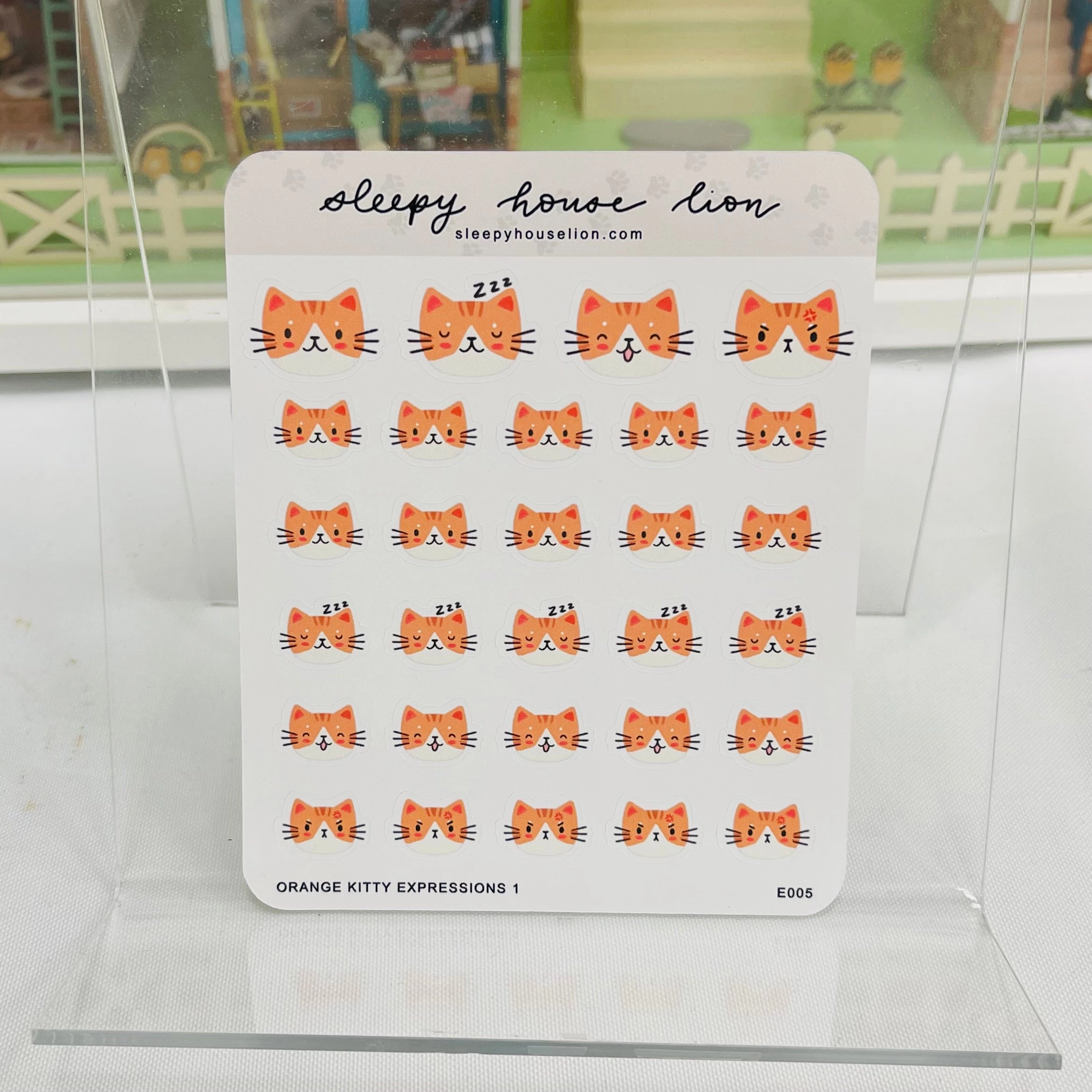 heatproof lasting Orange And White Tabby Kitty Cat Expressions Sticker Sheet