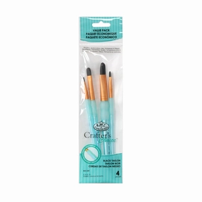 4-Pack Black Taklon Filbert Paintbrushes minimalist antislip