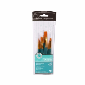 Gold Taklon Paintbrushes  Set Of 10 bamboo portable