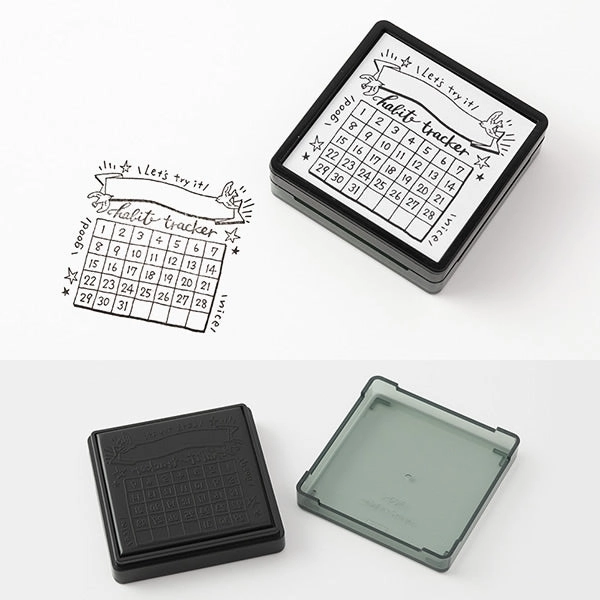 Midori Pre-Inked Stamp Habit Tracker neutral multipurpose