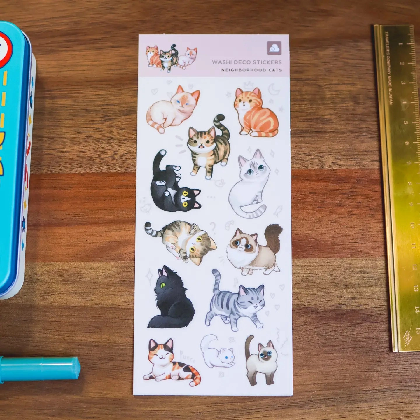 Neighborhood Cats Washi Sticker Sheet bold