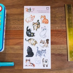 Neighborhood Cats Washi Sticker Sheet bold